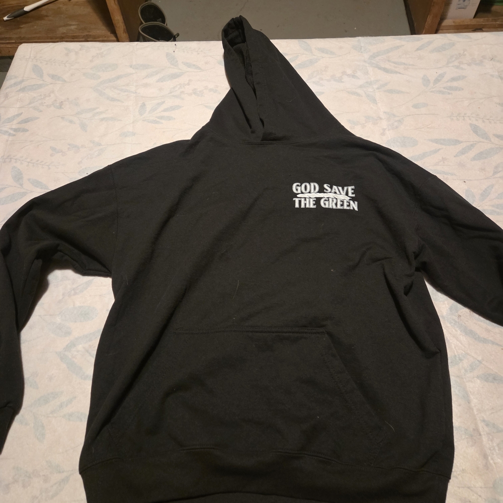Men's Black Hoodie with White Text
